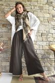 Frame Cotton Shirring Waist Wide Leg Pant Chocolate